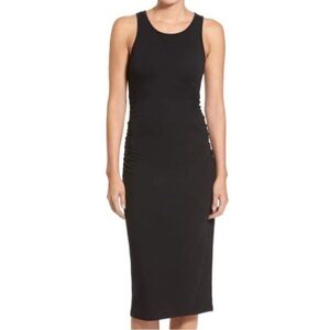 Stem Sleeveless Ruched Midi Dress S Black